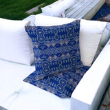 Set of Two 16" X 16" Navy Blue Blown Seam Abstract Indoor Outdoor Throw Pillow