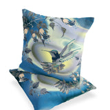 Set of Two 16" X 16" Blue Bird Blown Seam Indoor Outdoor Throw Pillow