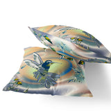 Set of Two 16" X 16" Yellow Bird Blown Seam Indoor Outdoor Throw Pillow