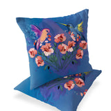 Set of Two 16" X 16" Blue Bird Blown Seam Indoor Outdoor Throw Pillow