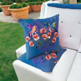 Set of Two 16" X 16" Blue Bird Blown Seam Indoor Outdoor Throw Pillow