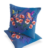 Set of Two 16" X 16" Blue Bird Blown Seam Indoor Outdoor Throw Pillow