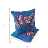 Set of Two 16" X 16" Blue Bird Blown Seam Indoor Outdoor Throw Pillow