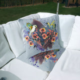 Set of Two 16" X 16" Brown Bird Blown Seam Indoor Outdoor Throw Pillow