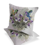 Set of Two 16" X 16" Beige Bird Blown Seam Indoor Outdoor Throw Pillow