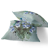 Set of Two 16" X 16" Green Bird Blown Seam Indoor Outdoor Throw Pillow