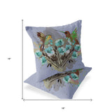 Set of Two 16" X 16" Green Bird Blown Seam Indoor Outdoor Throw Pillow