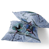 Set of Two 16" X 16" Blue Bird Blown Seam Indoor Outdoor Throw Pillow