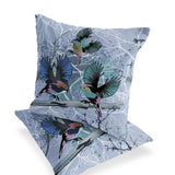 Set of Two 16" X 16" Blue Bird Blown Seam Indoor Outdoor Throw Pillow