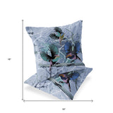 Set of Two 16" X 16" Blue Bird Blown Seam Indoor Outdoor Throw Pillow