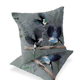 Set of Two 16" X 16" Off White Bird Blown Seam Indoor Outdoor Throw Pillow