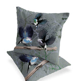 Set of Two 16" X 16" Off White Bird Blown Seam Indoor Outdoor Throw Pillow