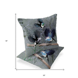 Set of Two 16" X 16" Off White Bird Blown Seam Indoor Outdoor Throw Pillow