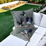 Set of Two 16" X 16" Off White Bird Blown Seam Indoor Outdoor Throw Pillow