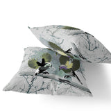 Set of Two 16" X 16" Green Bird Blown Seam Indoor Outdoor Throw Pillow