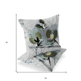 Set of Two 16" X 16" Green Bird Blown Seam Indoor Outdoor Throw Pillow