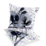 Set of Two 16" X 16" Black Bird Blown Seam Indoor Outdoor Throw Pillow