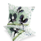 Set of Two 16" X 16" Off White Bird Blown Seam Indoor Outdoor Throw Pillow