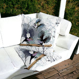 Set of Two 16" X 16" White Bird Blown Seam Indoor Outdoor Throw Pillow