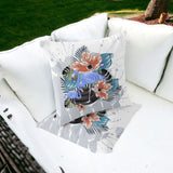 Set of Two 16" X 16" Gray Flamingo Blown Seam Indoor Outdoor Throw Pillow