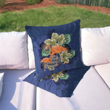 Set of Two 16" X 16" Green Flamingo Blown Seam Indoor Outdoor Throw Pillow