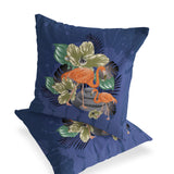 Set of Two 16" X 16" Green Flamingo Blown Seam Indoor Outdoor Throw Pillow