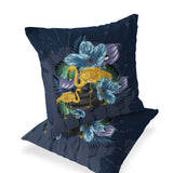 Set of Two 16" X 16" Blue Flamingo Blown Seam Indoor Outdoor Throw Pillow