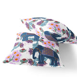 Set of Two 16" X 16" Blue Elephant Blown Seam Indoor Outdoor Throw Pillows