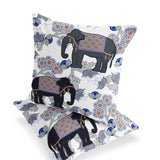 Set of Two 16" X 16" Black and Gray Elephant Indoor Outdoor Throw Pillow