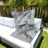 Set of Two 16" X 16" Black and Purple Deer Abstract Indoor Outdoor Throw Pillow