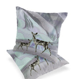 Set of Two 16" X 16" Black and Purple Deer Abstract Indoor Outdoor Throw Pillow