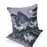 Set of Two 16" X 16" Purple and White Reindeer Indoor Outdoor Throw Pillow