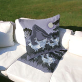 Set of Two 16" X 16" Purple and White Reindeer Indoor Outdoor Throw Pillow