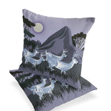 Set of Two 16" X 16" Purple and White Reindeer Indoor Outdoor Throw Pillow