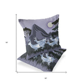 Set of Two 16" X 16" Purple and White Reindeer Indoor Outdoor Throw Pillow