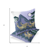 Set of Two 16" X 16" Purple and White Reindeer Indoor Outdoor Throw Pillow