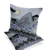 Set of Two 16" X 16" Black and Gray Reindeer Indoor Outdoor Throw Pillow