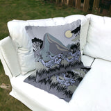 Set of Two 16" X 16" Black and Gray Reindeer Indoor Outdoor Throw Pillow