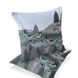 Set of Two 16" X 16" Green and Black Reindeer Indoor Outdoor Throw Pillow