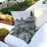 Set of Two 16" X 16" Green and Black Reindeer Indoor Outdoor Throw Pillow