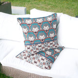 Set of Two 16" X 16" Gray and Orange Botanical Indoor Outdoor Throw Pillow