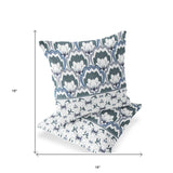 Set of Two 16" X 16" Gray and White Botanical Indoor Outdoor Throw Pillow