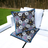 Set of Two 16" X 16" Gray and Black Botanical Indoor Outdoor Throw Pillow