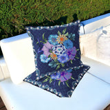 Set of Two 16" X 16" Blue and Yellow Botanical Indoor Outdoor Throw Pillow