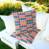 Set of Two 16" X 16" Blue and Yellow Striped Indoor Outdoor Throw Pillows