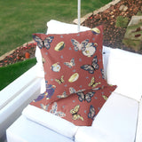 Set of Two 16" X 16" Blue and Orange Butterfly Indoor Outdoor Throw Pillow