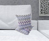 Set of Two 16" X 16" Gray and Purple Geometric Indoor Outdoor Throw Pillow