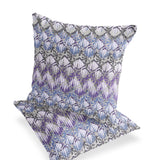 Set of Two 16" X 16" Gray and Purple Geometric Indoor Outdoor Throw Pillow