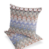 Set of Two 16" X 16" Gray and Orange Geometric Indoor Outdoor Throw Pillow