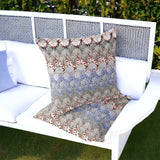 Set of Two 16" X 16" Gray and Orange Geometric Indoor Outdoor Throw Pillow